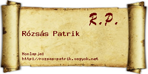 Rózsás Patrik névjegykártya